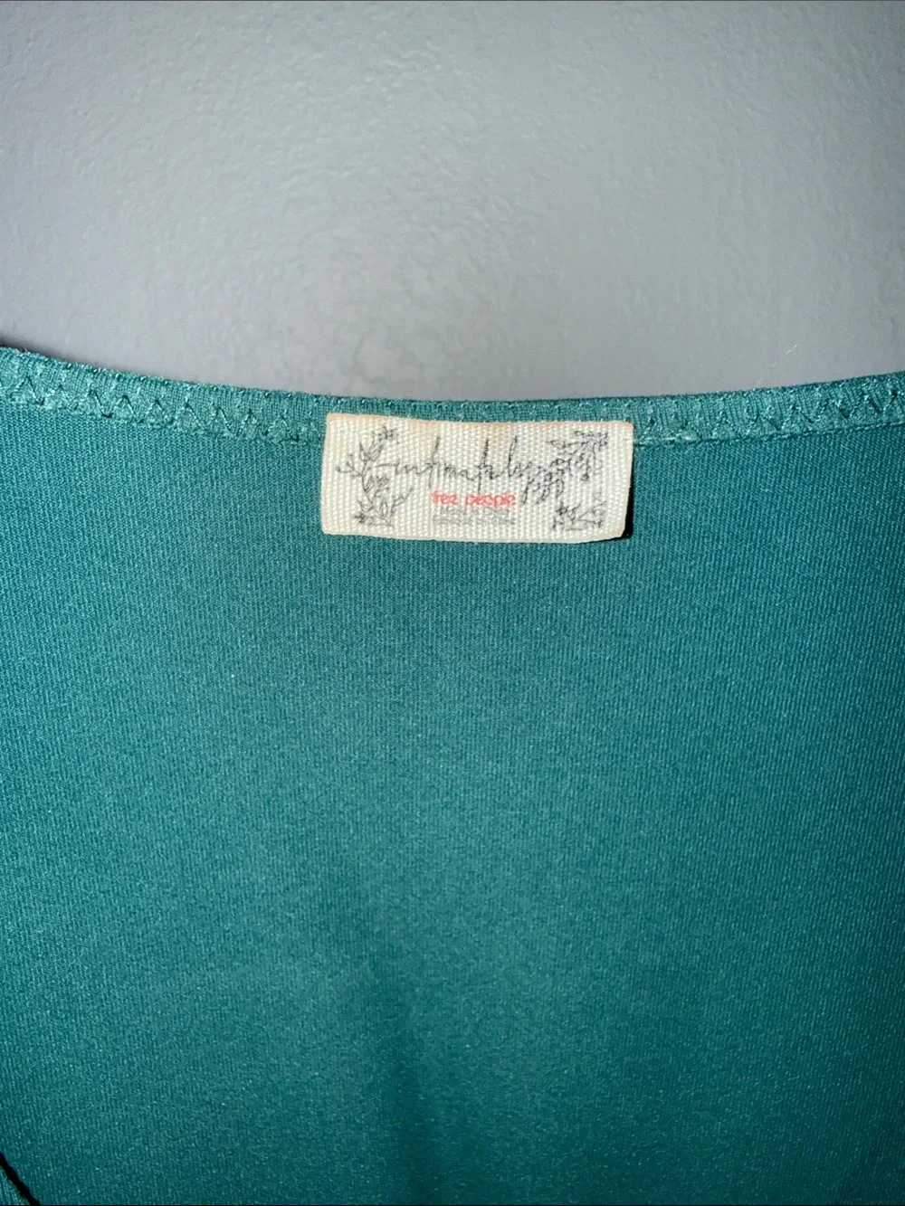 Free People Teal V-Neck Puff Sleeve bodysuit